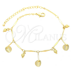 Gold Filled Anklet — Charm Anklet Ball Design Polished 03. 08 MM — main product view — SKU 100088 | Oro Laminado tobillera — Charm Anklet Ball diseño pulido 03. 08 MM — SKU 100088