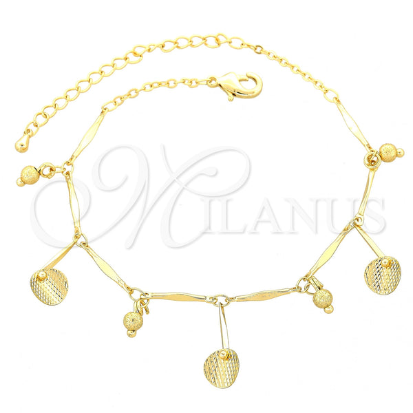 Gold Filled Anklet — Charm Anklet Ball Design Polished 03. 08 MM — main product view — SKU 100088 | Oro Laminado tobillera — Charm Anklet Ball diseño pulido 03. 08 MM — SKU 100088