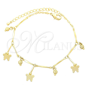 Gold Filled Anklet — Charm Anklet Butterfly Design Polished 03. 06 MM — main product view — SKU 100089 | Oro Laminado tobillera — Charm Anklet Butterfly diseño pulido 03. 06 MM — SKU 100089