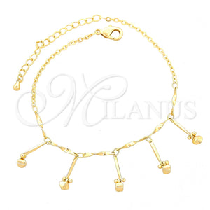 Gold Filled Anklet — Charm Anklet Ball and Twist Design Polished 03. — main product view — SKU 100090 | Oro Laminado tobillera — Charm Anklet Ball and Twist diseño pulido 03. — SKU 100090