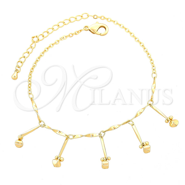 Gold Filled Anklet — Charm Anklet Ball and Twist Design Polished 03. — main product view — SKU 100090 | Oro Laminado tobillera — Charm Anklet Ball and Twist diseño pulido 03. — SKU 100090