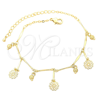 Gold Filled Anklet — Charm Anklet Flower and Twist Design Polished 03. for wholesale, main product view
