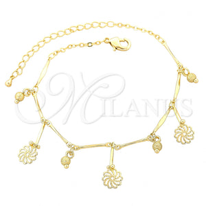 Gold Filled Anklet — Charm Anklet Flower and Twist Design Polished 03. — main product view — SKU 100094 | Oro Laminado tobillera — Charm Anklet flor and Twist diseño pulido 03. — SKU 100094