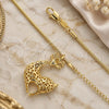 Oro Laminado Pendant Necklace, Gold Filled Style Deer and Rat Tail Design, with White Crystal, Polished, Golden Finish, 04.63.0207 (02 MM Thickness, 38 Inches Length)
