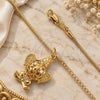 Oro Laminado Pendant Necklace, Gold Filled Style Elephant and Rat Tail Design, with White Crystal, Polished, Golden Finish, 04.63.0204 (02 MM Thickness, 38 Inches Length)