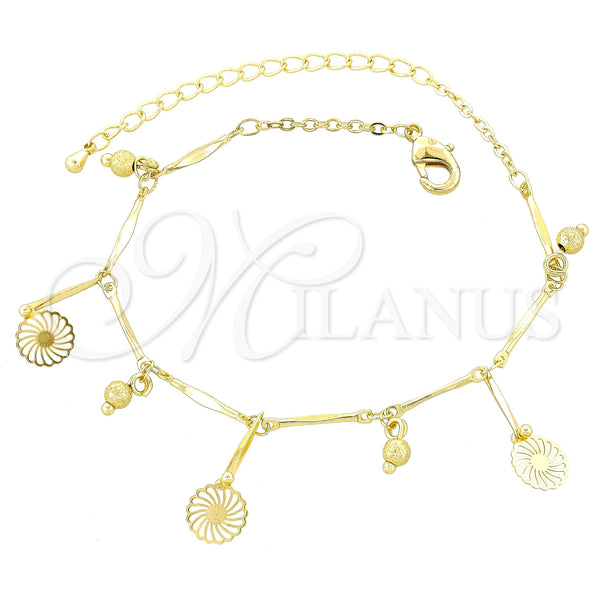 Gold Filled Anklet — Charm Anklet Flower and Twist Design Polished 03. — main product view — SKU 100108 | Oro Laminado tobillera — Charm Anklet flor and Twist diseño pulido 03. — SKU 100108