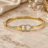 Oro Laminado Individual Bangle, Gold Filled Style Hand Design, with White Crystal, Polished, Golden Finish, 07.100.0004.04 (03 MM Thickness, Size 5 (2.50 Diameter))
