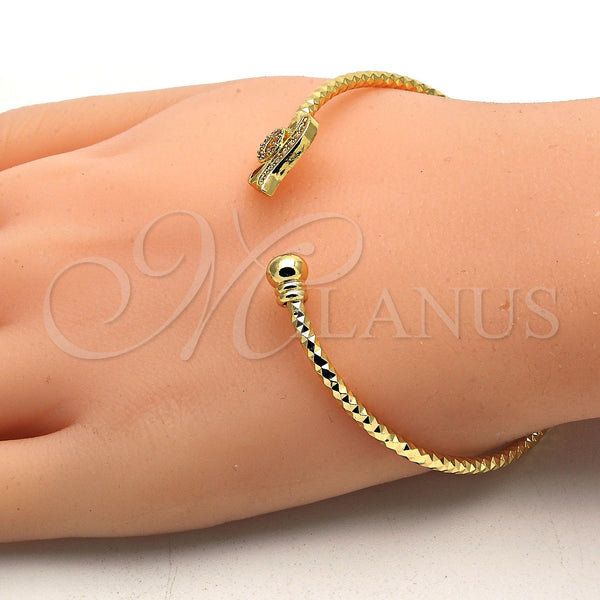 Gold Filled Jewelry — Individual Bangle Heart Design with White Cubic Zirconia — alternate product view — SKU 100118 | Oro Laminado joyería — Individual Bangle corazón diseño with blanco Cubic Zirconia — SKU 100118