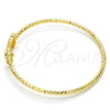 Oro Laminado Individual Bangle, Gold Filled Style Heart Design, with White Cubic Zirconia, Diamond Cutting Finish, Golden Finish, 07.193.0013 (03 MM Thickness, One size fits all)