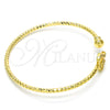 Oro Laminado Individual Bangle, Gold Filled Style Heart Design, with White Cubic Zirconia, Diamond Cutting Finish, Golden Finish, 07.193.0013 (03 MM Thickness, One size fits all)
