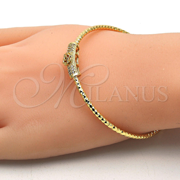 Gold Filled Jewelry — Individual Bangle Flower Design with White Micro Pave — alternate product view — SKU 100131 | Oro Laminado joyería — Individual Bangle flor diseño with blanco Micro Pave — SKU 100131