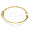 Oro Laminado Individual Bangle, Gold Filled Style Flower Design, with White Micro Pave, Diamond Cutting Finish, Golden Finish, 07.193.0009 (03 MM Thickness, One size fits all)