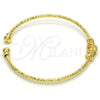 Oro Laminado Individual Bangle, Gold Filled Style Flower Design, with White Micro Pave, Diamond Cutting Finish, Golden Finish, 07.193.0009 (03 MM Thickness, One size fits all)