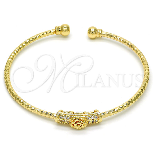 Gold Filled Jewelry — Individual Bangle Flower Design with White Micro Pave — main product view — SKU 100131 | Oro Laminado joyería — Individual Bangle flor diseño with blanco Micro Pave — SKU 100131