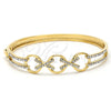 Oro Laminado Individual Bangle, Gold Filled Style Bow Design, with White Crystal, Polished, Golden Finish, 07.100.0005 (05 MM Thickness, One size fits all)