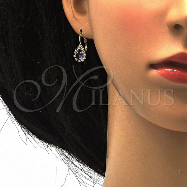 Gold Filled Ring — Leverback Earring Teardrop Design with Sapphire Blue and — alternate product view — SKU 100238 | Oro Laminado anillo — Leverback Earring Teardrop diseño with Sapphire Blue and — SKU 100238