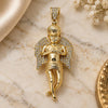 Oro Laminado Religious Pendant, Gold Filled Style Angel Design, with White Micro Pave, Polished, Golden Finish, 05.199.0001