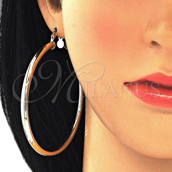 Gold Filled Hoop Earrings — Extra Large Hoop Hollow Design Polished 5. — alternate product view — SKU 100259 | Oro Laminado aretes de aro — Extra Large Hoop Hollow diseño pulido 5. — SKU 100259