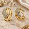 Oro Laminado Stud Earring, Gold Filled Style with White Crystal, Polished, Golden Finish, 02.59.0070 *PROMO*