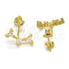 Oro Laminado Dangle Earring, Gold Filled Style with White Cubic Zirconia, Polished, Golden Finish, 02.156.0177