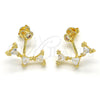 Oro Laminado Dangle Earring, Gold Filled Style with White Cubic Zirconia, Polished, Golden Finish, 02.156.0177