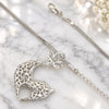 White Gold Filled Pendant Necklace, Deer and Rat Tail Design, with White Crystal, Polished, Rhodium Finish, 04.63.0207.1 (02 MM Thickness, 38 Inches Length)