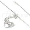 Rhodium Gold Filled Pendant Necklace, Deer and Rat Tail Design, with White Crystal, Polished, Rhodium Finish, 04.63.0207.1 (02 MM Thickness, 38 Inches Length)