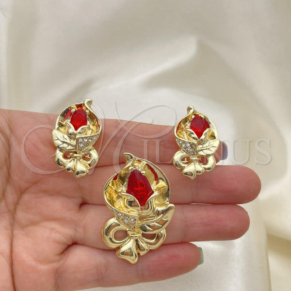 Gold Filled Ring — Earring and Pendant Adult Set Bow and Flower — main product view — SKU 100329 | Oro Laminado anillo — Earring and Pendant Adult Set Bow and flor — SKU 100329