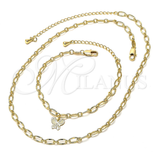 Gold Filled Bracelet — Necklace and Bracelet Butterfly Design Diamond Cutting 04.63. — main product view — SKU 100385 | Oro Laminado brazalete — Necklace and Bracelet Butterfly diseño Diamond Cutting 04.63. — SKU 100385