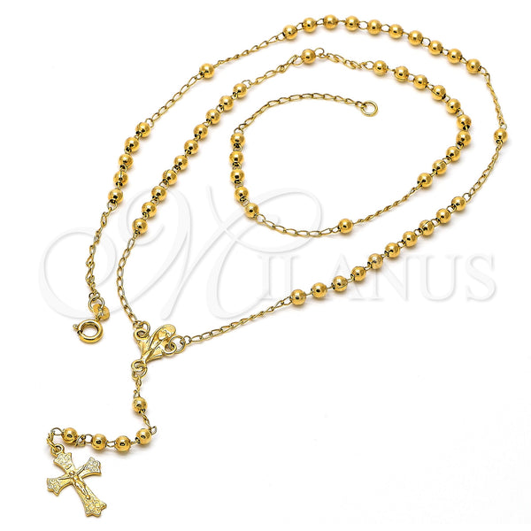 Oro Laminado Medium Rosary, Gold Filled Style Divino NiÃ±o Design, Polished, Golden Finish, 5.213.004.22