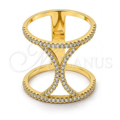 Oro Laminado Multi Stone Ring, Gold Filled Style with White Cubic Zirconia, Polished, Golden Finish, 01.166.0029.09 (Size 9)