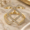 Oro Laminado Multi Stone Ring, Gold Filled Style with White Cubic Zirconia, Polished, Golden Finish, 01.155.0026.07 (Size 7)