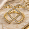 Oro Laminado Multi Stone Ring, Gold Filled Style with White Cubic Zirconia, Polished, Golden Finish, 01.155.0026.08 (Size 8)