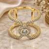 Oro Laminado Multi Stone Ring, Gold Filled Style with White Crystal and White Cubic Zirconia, Polished, Golden Finish, 01.155.0039.09 (Size 9)