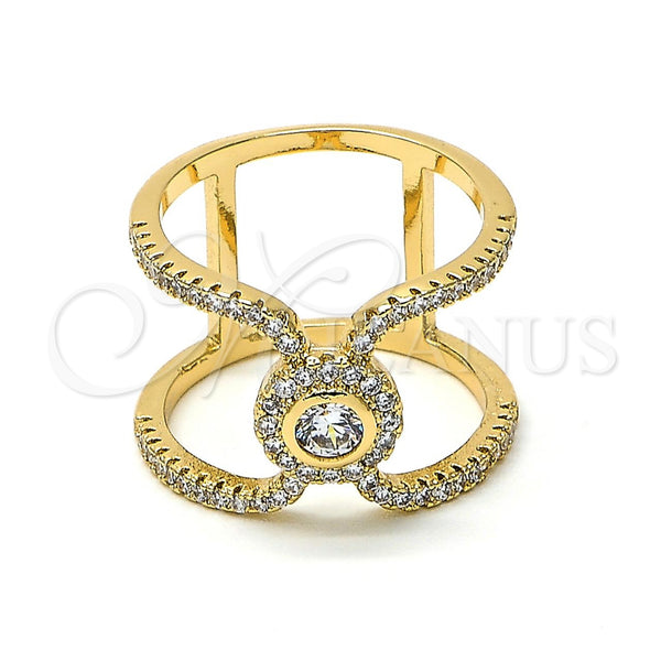 Gold Filled Ring — Multi Stone Ring with White Crystal and White — main product view — SKU 100469 | Oro Laminado anillo — Multi Stone Ring with cristal blanco and blanco — SKU 100469