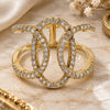 Oro Laminado Multi Stone Ring, Gold Filled Style with White Cubic Zirconia, Polished, Golden Finish, 01.155.0045.09 (Size 9)