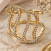 Oro Laminado Multi Stone Ring, Gold Filled Style with White Cubic Zirconia, Polished, Golden Finish, 01.155.0043.07 (Size 7)