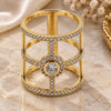 Oro Laminado Multi Stone Ring, Gold Filled Style with White Micro Pave and White Cubic Zirconia, Polished, Golden Finish, 01.155.0037.06 (Size 6)