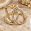 Oro Laminado Multi Stone Ring, Gold Filled Style with White Micro Pave, Polished, Golden Finish, 01.155.0044.09 (Size 9)