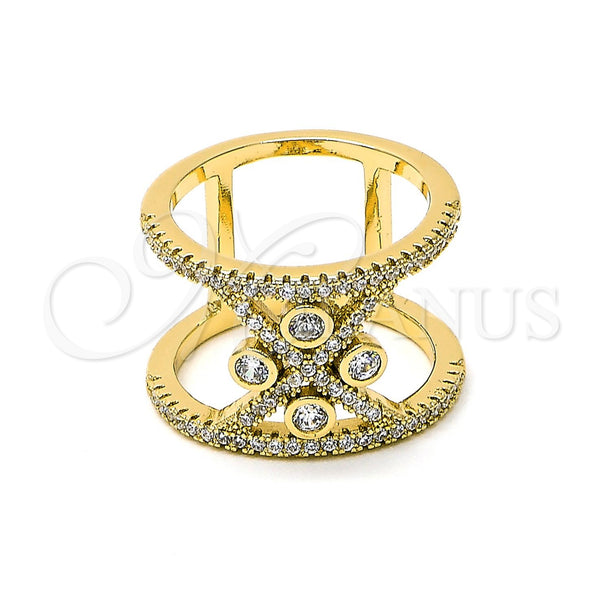 Gold Filled Ring — Multi Stone Ring with White Crystal and White — main product view — SKU 100493 | Oro Laminado anillo — Multi Stone Ring with cristal blanco and blanco — SKU 100493