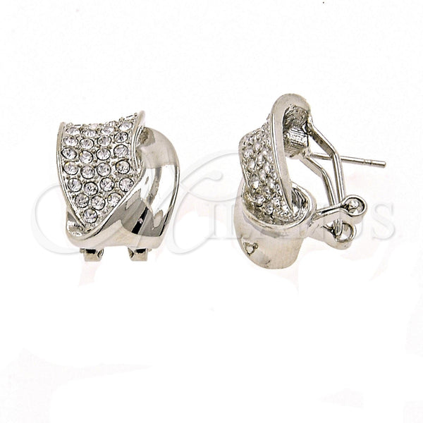 White Gold Filled Ring — Stud Earring Twist Design with White Crystal Polished — main product view — SKU 100530 | Oro Laminado Blanco anillo — Stud Earring Twist diseño with cristal blanco pulido — SKU 100530