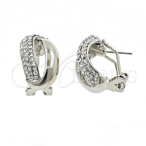 White Gold Filled Ring — Stud Earring Twist Design with White Crystal Polished — main product view — SKU 100553 | Oro Laminado Blanco anillo — Stud Earring Twist diseño with cristal blanco pulido — SKU 100553