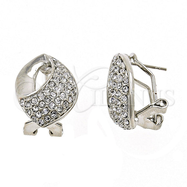 White Gold Filled Ring — Stud Earring Twist Design with White Crystal Polished — main product view — SKU 100555 | Oro Laminado Blanco anillo — Stud Earring Twist diseño with cristal blanco pulido — SKU 100555