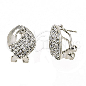 White Gold Filled Ring — Stud Earring Twist Design with White Crystal Polished — main product view — SKU 100555 | Oro Laminado Blanco anillo — Stud Earring Twist diseño with cristal blanco pulido — SKU 100555