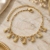 Oro Laminado Charm Anklet , Gold Filled Style Shoes Design, with White Cubic Zirconia, Diamond Cutting Finish, Golden Finish, 03.63.0644.10 (05 MM Thickness, 10 Inches Length)