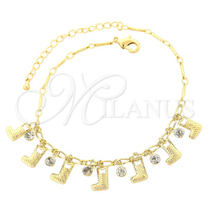 Gold Filled Anklet — Charm Anklet Shoes Design with White Cubic Zirconia — main product view — SKU 100674 | Oro Laminado tobillera — Charm Anklet Shoes diseño with blanco Cubic Zirconia — SKU 100674