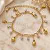Oro Laminado Charm Bracelet, Gold Filled Style Evil Eye Design, with White Cubic Zirconia, Yellow Resin Finish, Golden Finish, 03.63.0180.08 (02 MM Thickness, 8 Inches Length)