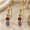 Oro Laminado Dangle Earring, Gold Filled Style Star Design, with Multicolor Cubic Zirconia, Polished, Golden Finish, 02.63.2430.1