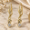 Oro Laminado Dangle Earring, Gold Filled Style Flower Design, with White Cubic Zirconia, Polished, Golden Finish, 02.63.2438