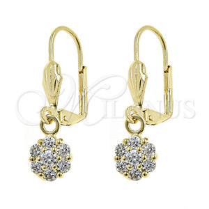 Gold Filled Ring — Dangle Earring Flower Design with White Cubic Zirconia — main product view — SKU 100761 | Oro Laminado anillo — Dangle Earring flor diseño with blanco Cubic Zirconia — SKU 100761